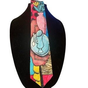 Sol et Lune Colorful Handpainted Silk Tie- England